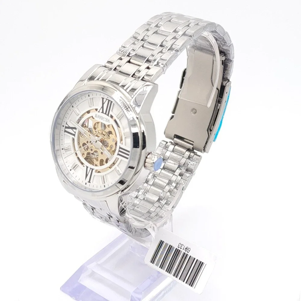 Invicta Objet D Art 69133 Men's Automatic Skeleton Silver Watch 41mm New